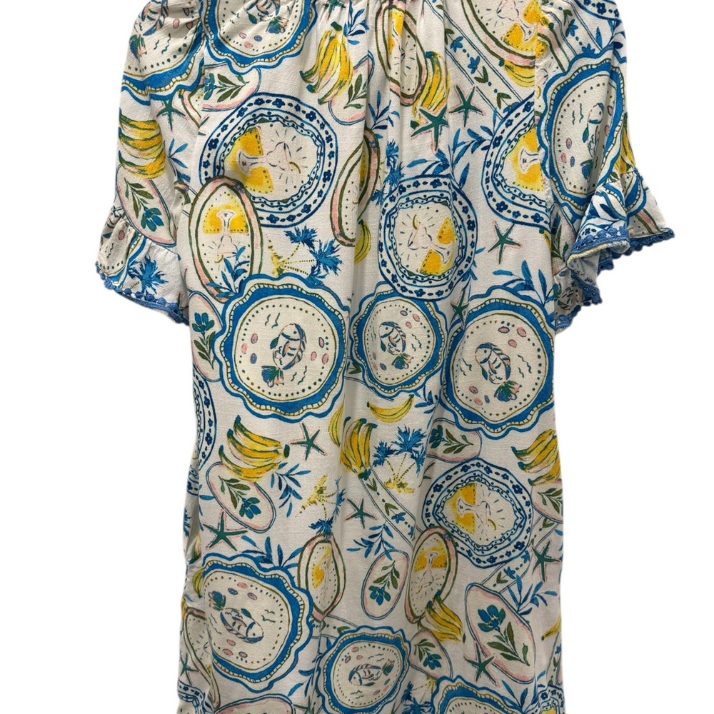 Sugarlips Printed Mini Dress in Blue & Yellow - Picture 3 of 6